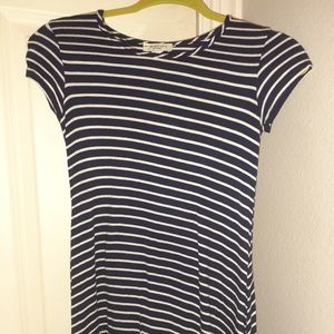 navy and white striped t-shirt dress